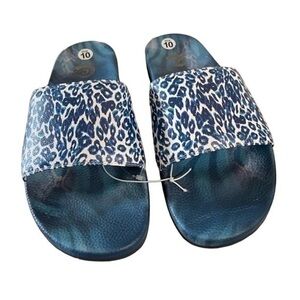 JOHNNY WAS Calme Blue Tiger Pool Slides